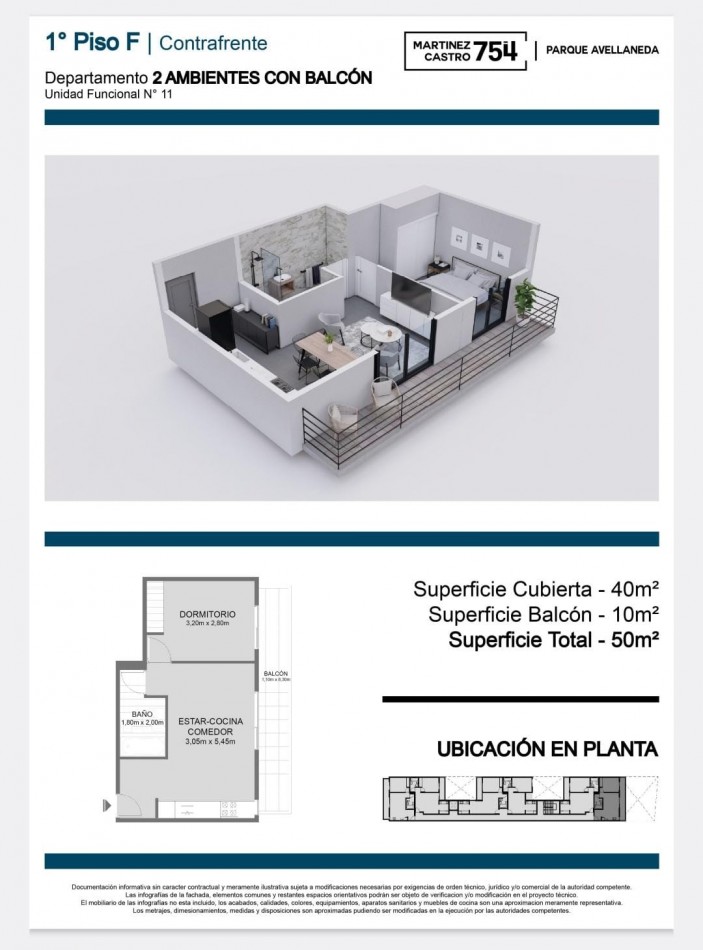 UF 10 - DEPTO 2 AMB PRIMER PISO - PARQUE AVELLANEDA - EN VENTA